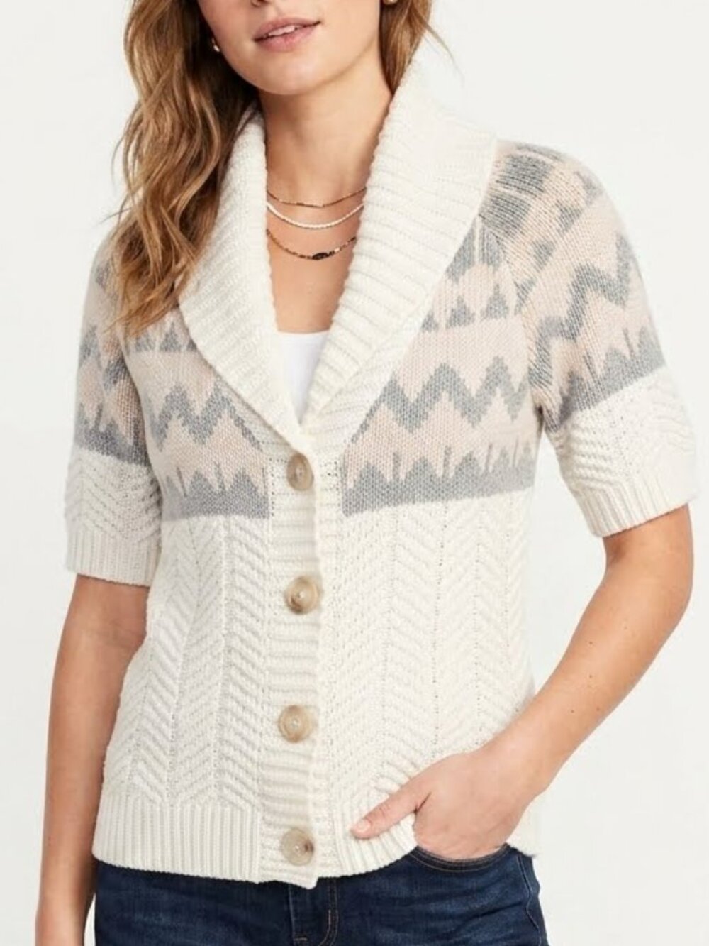 Old Navy Women's Short Sleeve Knit Cardigan Size M Shawl Neck Sweater